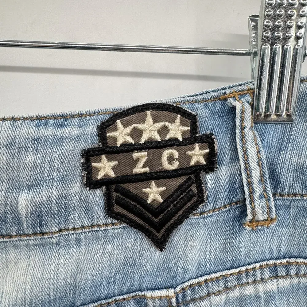 Vintage Y2K Z. Cavaricci Denim Mini Skirt Sz 7 Blue Pockets Grunge Coachella **